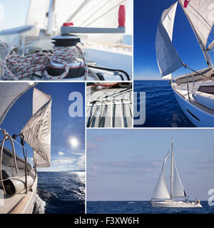 Collage von Segelboot Personal Stockfoto