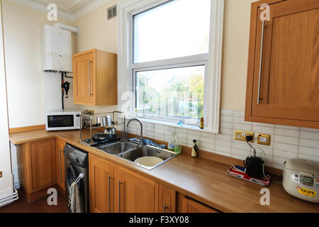 Edelstahl-Arbeitsplatte und Doppel Waschbecken in Insel Einheit in