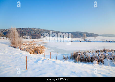 idyllische Winterlandschaft in Thüringen Stockfoto