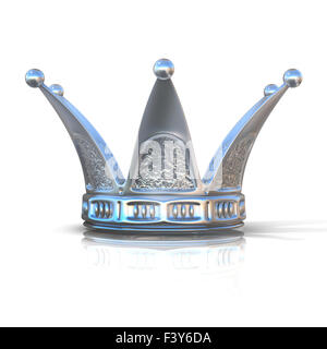 Silberne Krone isoliert auf einem weißen Hintergrund. Vorderansicht Stockfoto