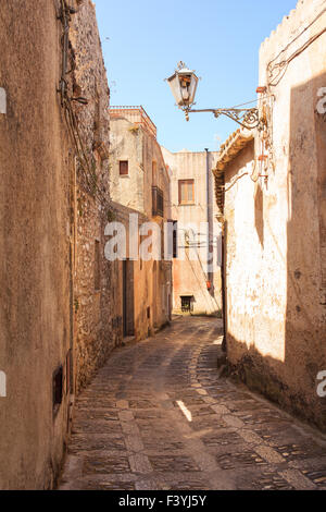 Blick auf Erice Gasse. Erice die Stadt der 100 Kirchen, Trapani Stockfoto