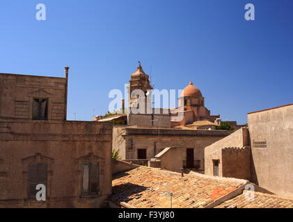 Blick auf Erice Dächer. Erice die Stadt der 100 Kirchen, Trapani Stockfoto