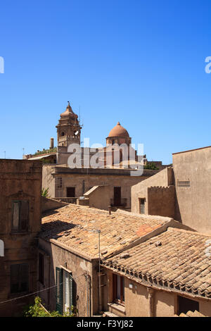 Blick auf Erice Dächer. Erice die Stadt der 100 Kirchen, Trapani Stockfoto