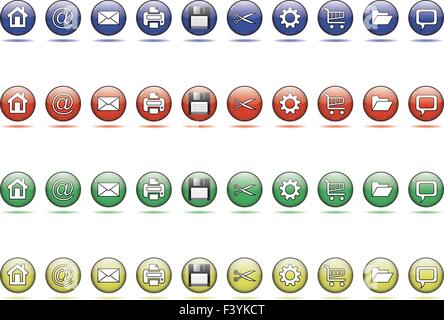 Satz von 10 Kugel-Web-Schaltflächen in Multi Farben Stock Vektor