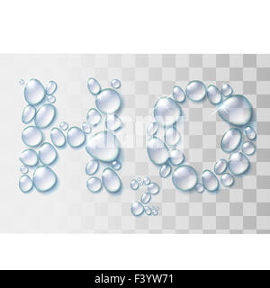 Transparente Wassertropfen H2O Form. Stockfoto
