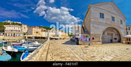 Insel Hvar alte Hafen-Ansicht Stockfoto