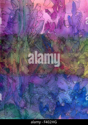 Aquarell und Tusche Hintergrundtextur Stockfoto