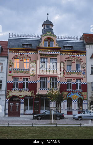 Jugendstil-Gebäude in Wittenberge Stockfoto