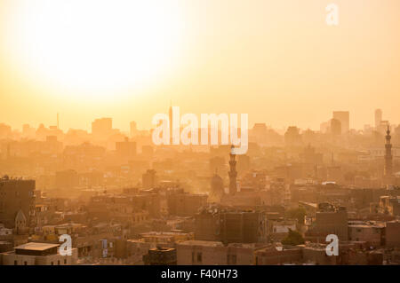 Abendstimmung, Blick von Al-Azhar-Park, Kairo, Ägypten Stockfoto
