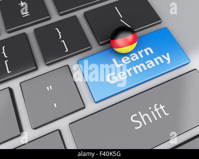 3D lernen Deutschland auf Computer-Tastatur. Stockfoto