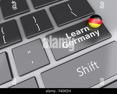 3D lernen Deutschland auf Computer-Tastatur. Stockfoto