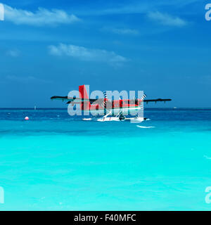 Twin Otter Wasserflugzeug auf den Malediven Stockfoto