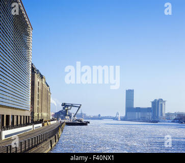 Eisgang auf Spree, Berlin, Deutschland Stockfoto