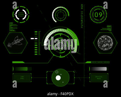 Abstrakte Zukunft Konzept Vektor futuristischen grün virtuelle grafische Touch Benutzeroberfläche HUD, Raster-version Stockfoto