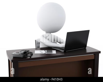 3D weiße Geschäftsleute arbeiten im Büro Stockfoto