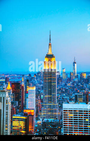 Stadtbild von New York City in der Nacht Stockfoto