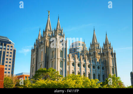 Mormonen Tempel in Salt Lake City, UT Stockfoto