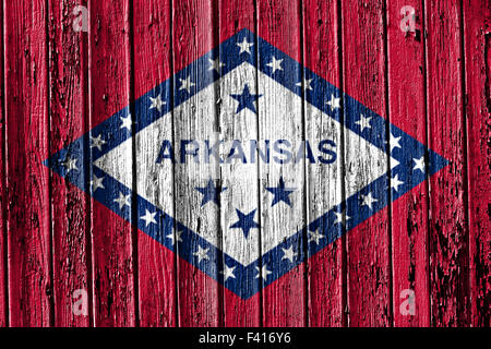 Flagge von Arkansas bemalt auf Holzrahmen Stockfoto