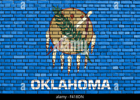 Flagge von Oklahoma auf Mauer gemalt Stockfoto