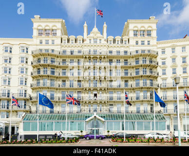 Das Grand Hotel an der Küste von Brighton und Hove, East Sussex, England. Stockfoto