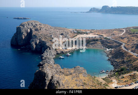 St. Pauls Bay, Lindos, Rhodos, Doedekanes, Griechenland Stockfoto