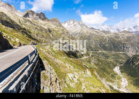 Mountain pass Road Sustenpass, Meiental, Kanton Uri, Schweiz Stockfoto