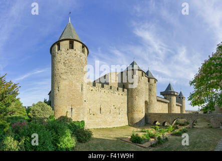 Grafenschloss, Château Comtal, Cité de Carcassonne, Languedoc-Roussillon, Frankreich Stockfoto