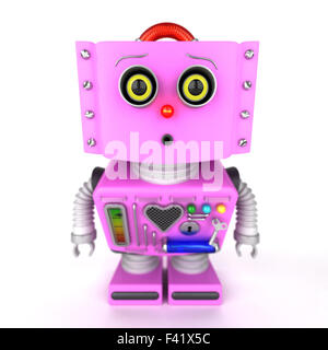 Neugierig rosa Spielzeug-Roboter-Mädchen Stockfoto