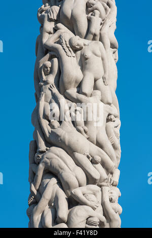 Menschlichen Granit-Monolith von Gustav Vigeland, Vigeland Skulpturenpark, Frognerparken, Frogner, Oslo, Norwegen Stockfoto