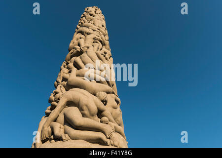 Menschlichen Granit-Monolith von Gustav Vigeland, Vigeland Skulpturenpark, Frognerparken, Frogner, Oslo, Norwegen Stockfoto