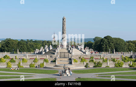 Monolith-Terrasse von Gustav Vigeland, Vigeland Skulpturenpark, Frognerparken, Frogner, Oslo, Norwegen Stockfoto