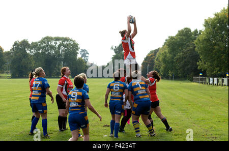 Frauen Rugby Union Club Niveau, Leamington Spa UK Stockfoto