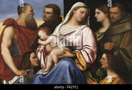 Sebastiano del Piombo - Madonna mit Kind und Heiligen und Spender Stockfoto