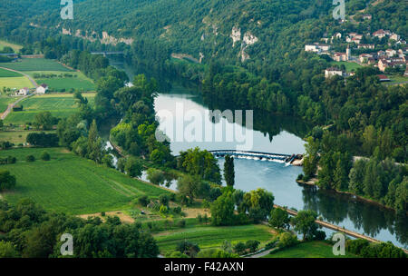 der Fluss Lot bei St Gery, Quercy, Frankreich Stockfoto