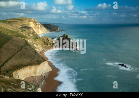 Durdle Door und der Jurassic Coast von Bat Kopf, Dorset, England, UK Stockfoto