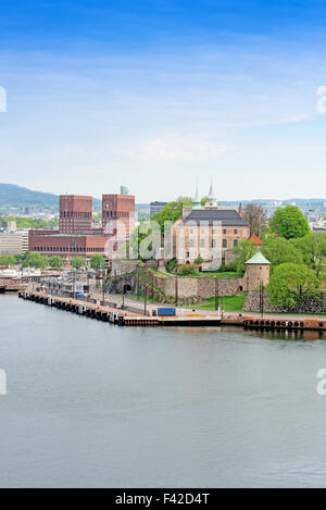 Oslo und Akershus aus dem Meer Oslo Norwegen Stockfoto