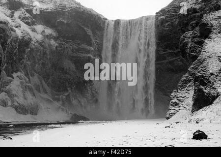 Skogafoss im Winter Stockfoto