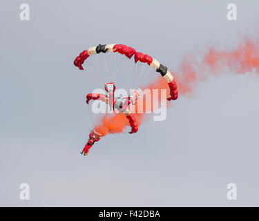 Fallschirm-Regiment Freefall Team "Red Devils" Anzeige im Oktober 2015 Shuttleworth Vertrauen Flugschau Stockfoto