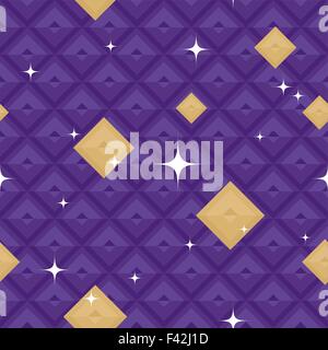 Lila geometrische Muster mit Sternen nahtloser Vektor Vintage teuer Hintergrund mit Rauten Stock Vektor