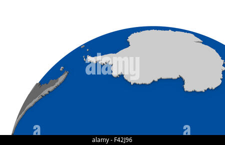 Politische Karte der Antarktis auf Globus Stockfoto