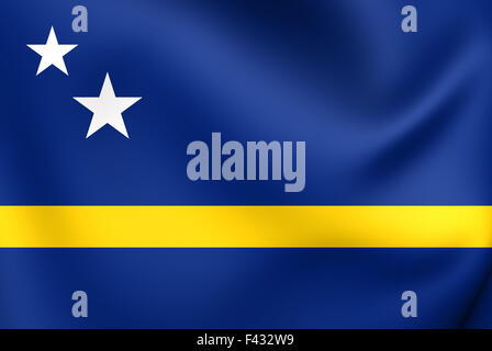 Flagge von Curacao. Hautnah. Stockfoto