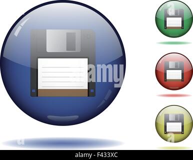 Kugel-Icon-Set. SymbolSpeichern Sie auf andere Farbe Background, isoliert auf weiss. Stock Vektor