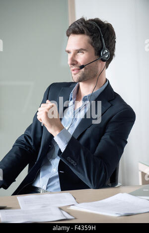Telemarketer bietet einmalige Gelegenheit Stockfoto