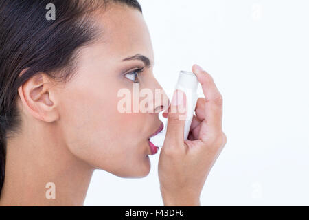 Schön mit ihr-Inhalator Stockfoto