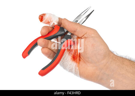 Hand mit Werkzeug und bandage Stockfoto