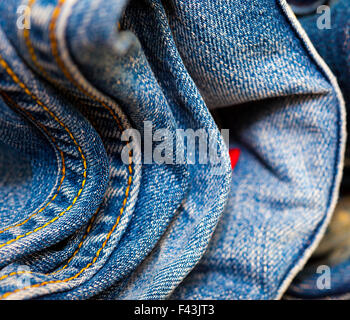 Nähte auf Blue jeans Stockfoto