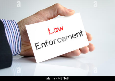 Law Enforcement Textkonzept isoliert auf weißem Hintergrund Stockfoto