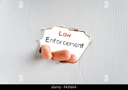 Law Enforcement Textkonzept isoliert auf weißem Hintergrund Stockfoto