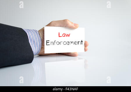 Law Enforcement Textkonzept isoliert auf weißem Hintergrund Stockfoto