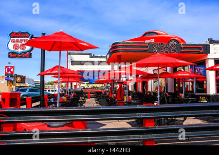 Kreuzer Route 66 Café im Osten Route 66 Bill Williams Ave in Williams, Arizona, die letzte Route 66 Stadt Bi-durch i-40 übergeben werden Stockfoto